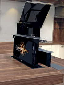 Ecran de t&eacute;l&eacute;vision, ordinateur, tablette cach&eacute;s dans le plan de