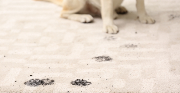 Un chien et un aspirateur