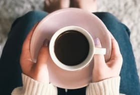 Photo d'une tasse de café vue de haut