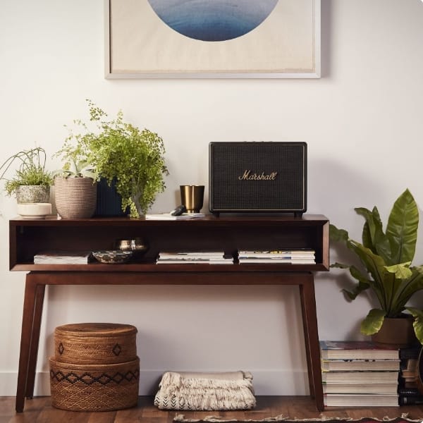 Photo d'une enceinte bien intégrée à la décoration intérieure