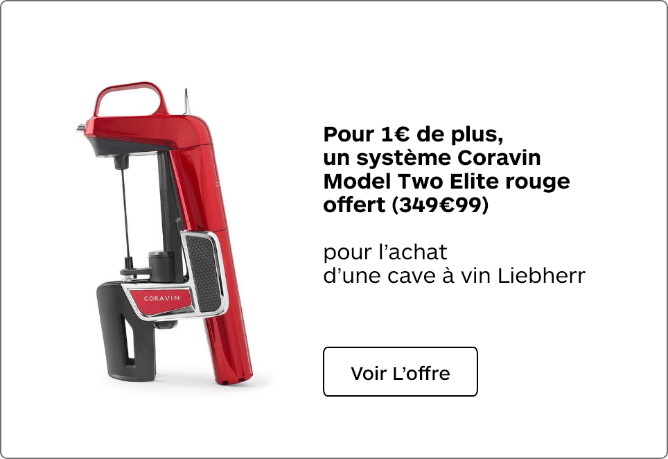 Pour 1€ de plus, un système Coravin Model Two Elite rouge offert (349€99)
