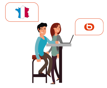 illustration de 2 personnes achetant sur le site de Boulanger