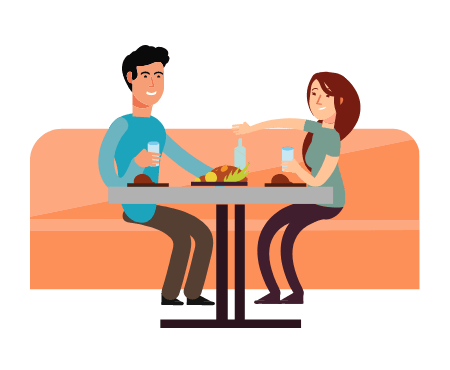 illustration de 2 personnes prennant un repas