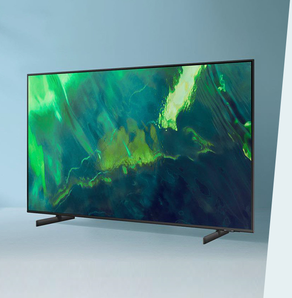 un grand téléviseur avec une image en dégradée en fond d'écran