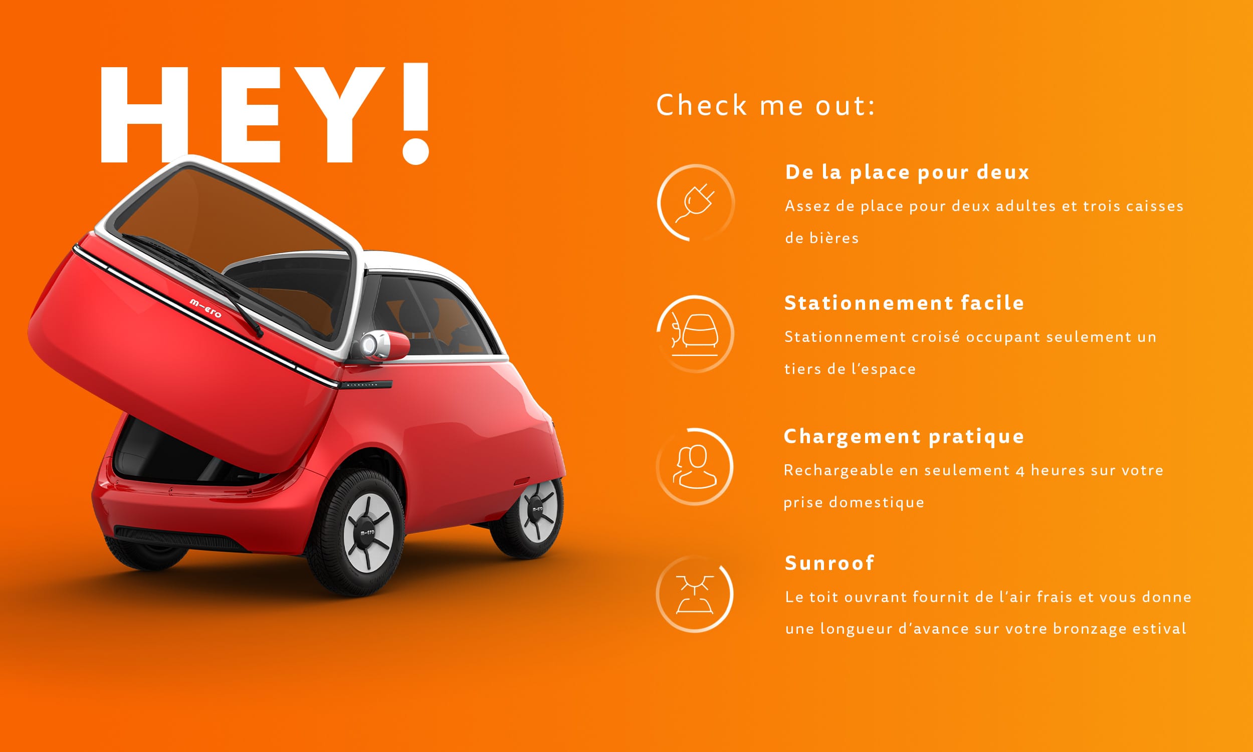 De la place pour deux, stationnement facile, chargement pratique et sunroof (toit ouvrant)