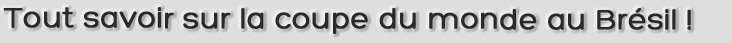 Tout savoir sur la coupe du monde au Brésil !