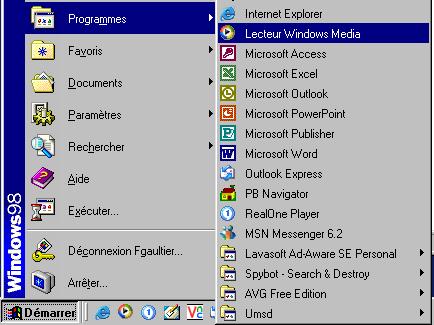Lancement du lecteur Windows Media